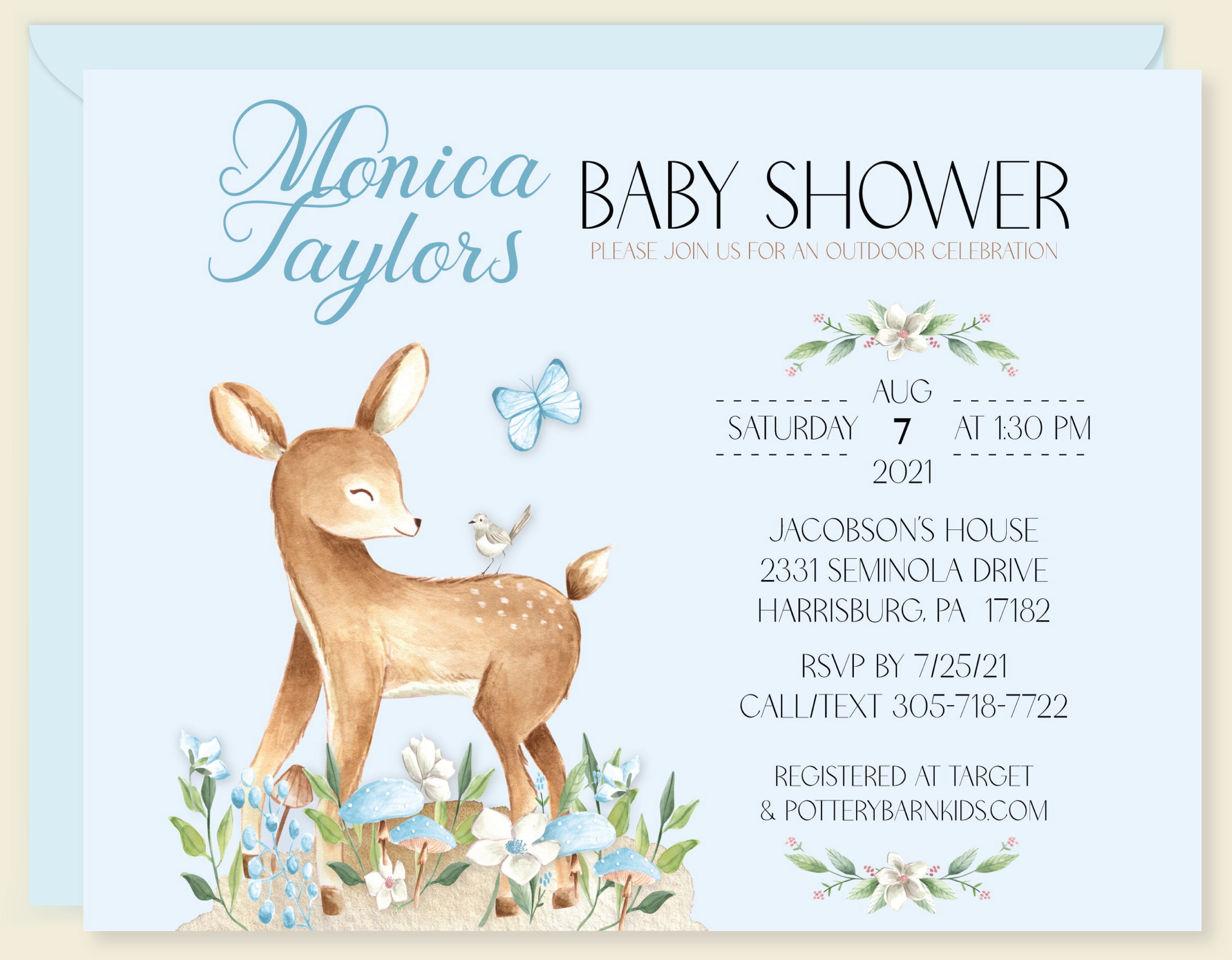 Deer baby hot sale shower invitations