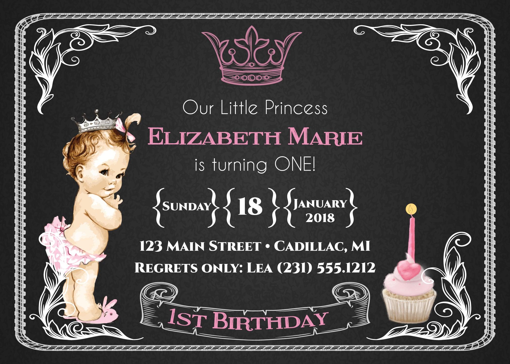 1st birthday invitation princess