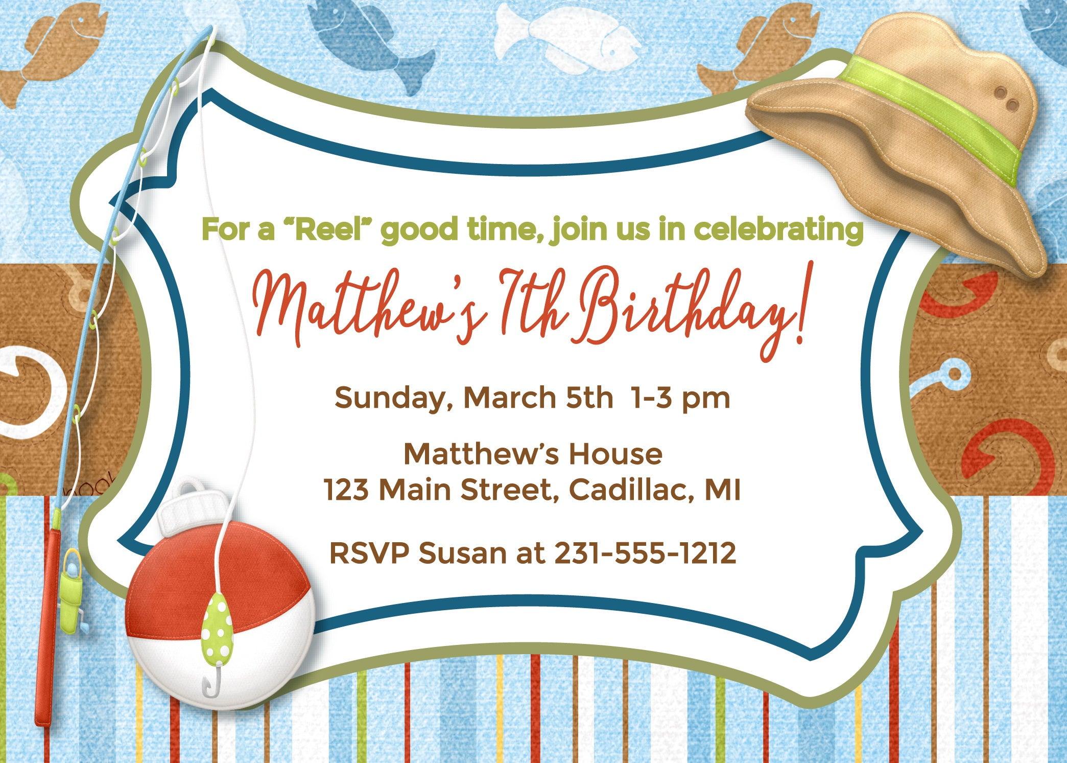 Fishing - Boy's Birthday Invitations - Kids Birthday Party Invitations –