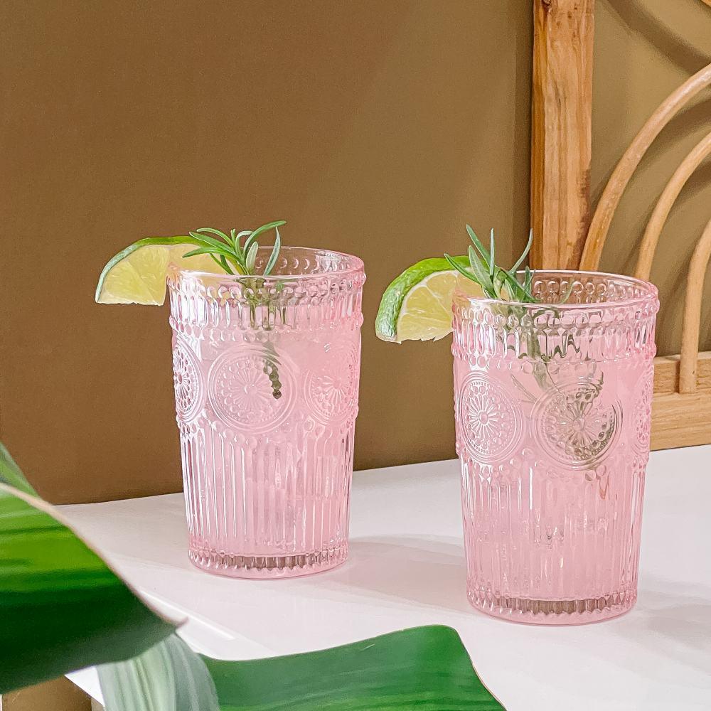 Marqueeta 13 oz. Vintage Textured Smoke Glass (Set of 6) (Set of 6) Bungalow Rose Color: Green