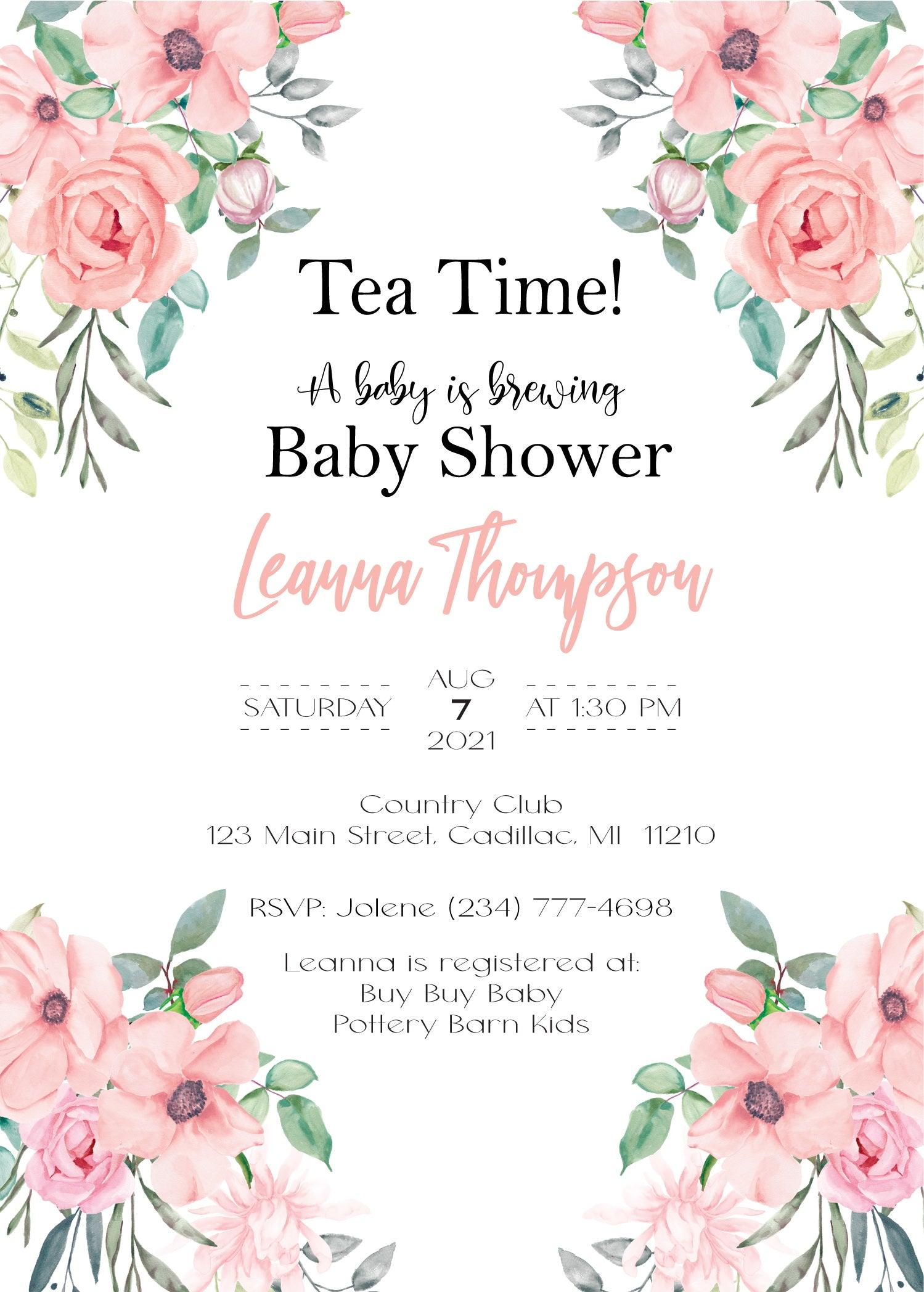 Baby In Bloom Pink Blush Shower Invitation  Stork Baby Gift Baskets –