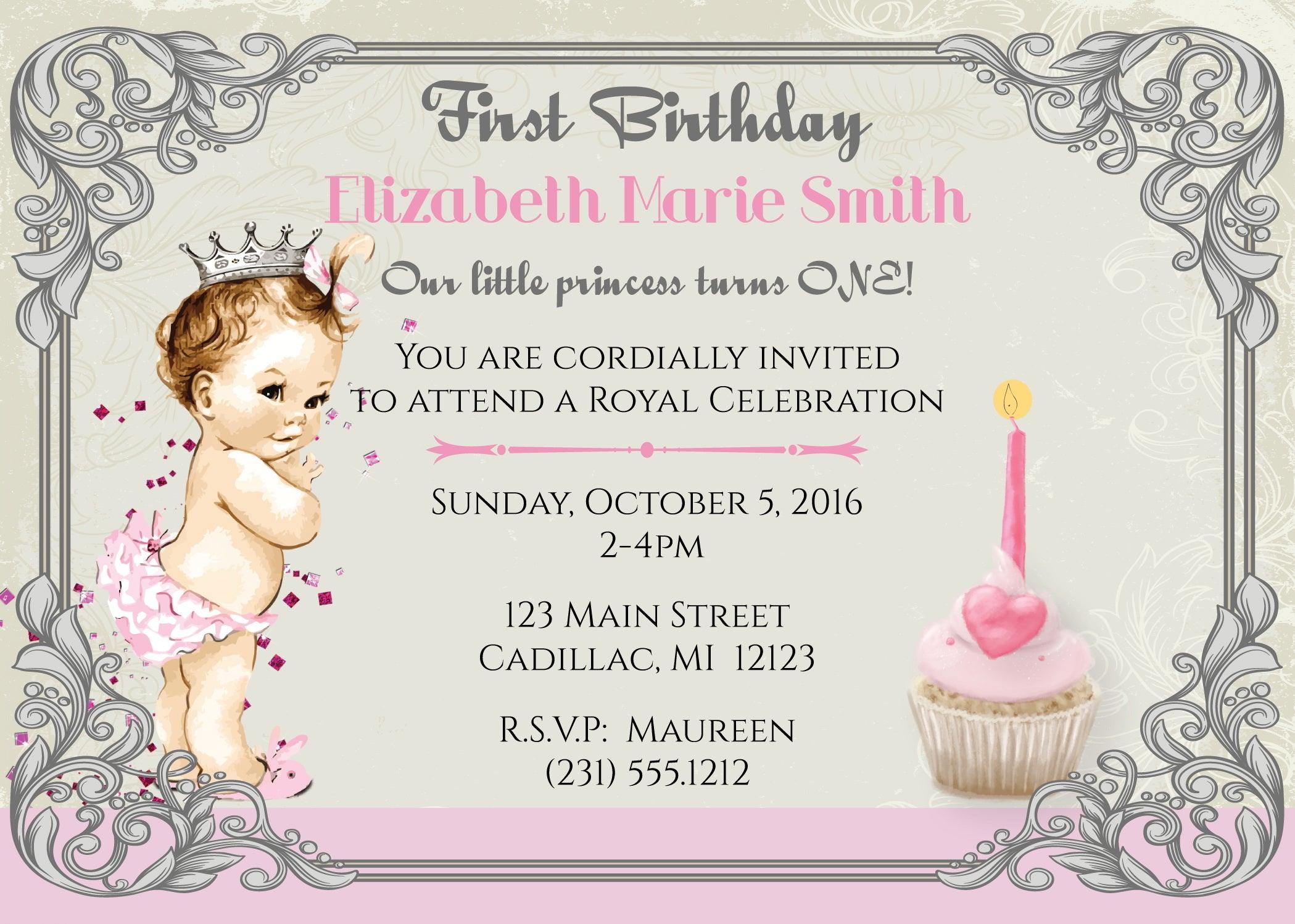 1st birthday invitation princess